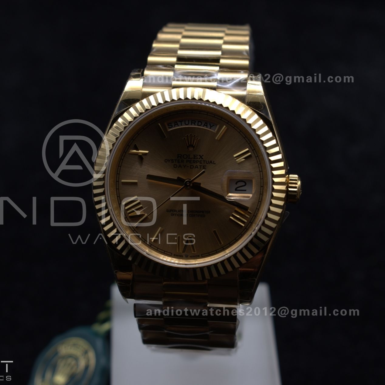DayDate 40 RG GSF Gain Weight Gold Roman Dial on President Bracelet A2836